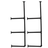 Set of 2 Industrial DIY Iron Pipe Shelf Wall-Mounted Bookshelf Brackets, 3.5 Tier Without Plank