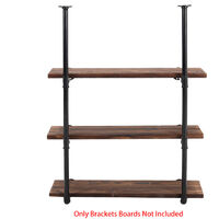 Set of 2 Industrial DIY Iron Pipe Shelf Wall-Mounted Bookshelf Brackets, 3.5 Tier Without Plank