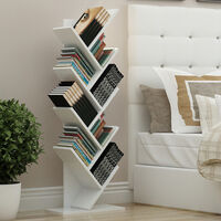 Floor Standing Bookcase Storage Display Bookshelf, White-9 Tier