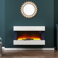 LLivingandhome ED Wall Mounted Electric Fireplace 7 Flame Colours with Remote Control