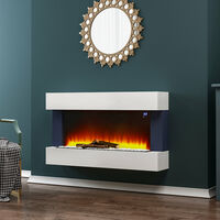 LLivingandhome ED Wall Mounted Electric Fireplace 7 Flame Colours with Remote Control