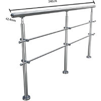 240CM Handrail Stainless Steel Balustrade, With 2 Crossbars