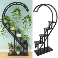 Livingandhome Garden Half Heart Ladder Plant Stand, Black