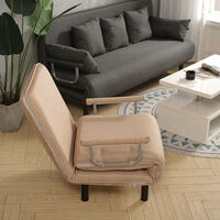 Fabric Sofa Bed Recliner Chair Single Sleeper Bed Couch Sofabed Khaki