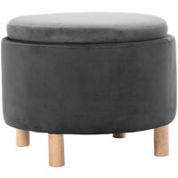 Round Coffee Table Stool Storage Ottoman Box Footstool Double Side Cover Pouffe Grey