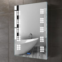 Illuminated LED Bathroom Mirror with Lights Shaver Socket Demister and Sensor Wall Mounted 700x500MM