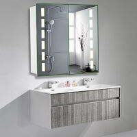 LED Illuminated Bathroom Mirror Cabinet with Lights Shaver Socket Bluetooth Touch Sensor Demister Pad 650x600MM
