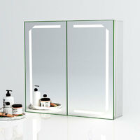 LED Illuminated Bathroom Mirror Cabinet with Lights Shaver Socket Bluetooth Touch Sensor Demister Pad 650x600MM