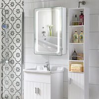LED Illuminated Wall Mounted Bathroom Mirror Cabinet with Sensor Shaver Socket Demister Pad 700x500MM