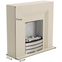 Livingandhome LED Electric Freestanding Fireplace Heater Fire Place with Beige MDF Mantel