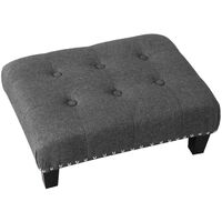 Grey Fabric Footstool Chesterfield Button Seat Bench Ottoman Pouffe Stool Coffee Table
