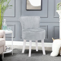 Grey Plush Shaggy Dressing Table Stool Chair Piano Makeup Seat Vanity Bedroom Home