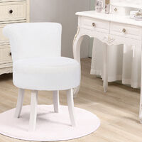 White Plush Shaggy Dressing Table Stool Chair Piano Makeup Seat Vanity Bedroom Home