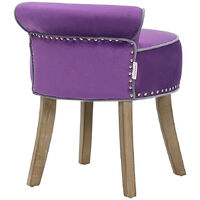 Livingandhome Velvet Buttoned Dressing Table Stool Studded Edge Soild Wood Legs, Purple