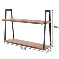 Livingandhome 2 Tier Wall Mounted Metal Frame Wood Ladder Storage Shelf