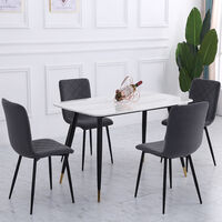 Livingandhome Set of 4 Padded Matte Velvet Accent Dining Chairs, Grey