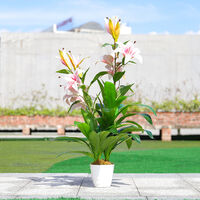 90CM Garden Artificial Lily Tree in Pot Faux Flower Plant