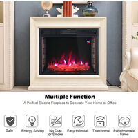 Livingandhome 24 inch Electric LED Fireplace Wall Inset Mounted Heater 7 Flame Colours, Height 51.8CM