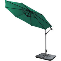 3M Banana Parasol Patio Umbrella Sun Shade Shelter with Petal Base, Dark Green