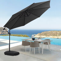 3M Banana Parasol Patio Umbrella Sun Shade Shelter with Rectangular Base, Black