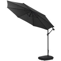 3M Banana Parasol Patio Umbrella Sun Shade Shelter with Rectangular Base, Black