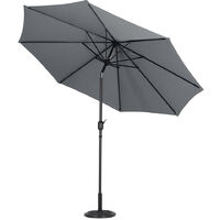 3M Parasol Umbrella Patio Sun Shade Crank Tilt with Round Base, Dark Grey