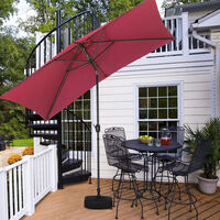 Livingandhome 3M Hexagon Parasol Umbrella Patio Sun Shade Crank Tilt with Square Base, Wine Red