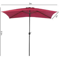 Livingandhome 3M Hexagon Parasol Umbrella Patio Sun Shade Crank Tilt with Square Base, Wine Red