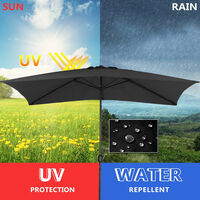2x3M Parasol Umbrella Patio Sun Shade Crank Tilt with Square Base, Black