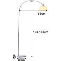 Modern Arched Floor Lamp Tall Curved Reading Light with Marble Base White Lampshade 130-180cm