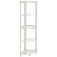 5-Tier Corner Shelf Rack Ladder Shaped Bookcase Plant Stand, White B