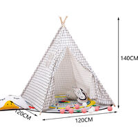 Kids Indian Teepee Tent Wigwam Indoor Outdoor Play House Grid