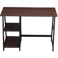 Industrial Computer Desk with 2 Tier Storage Shelf Metal Frame Home Office Table
