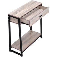 Livingandhome Industrial Nordic Console Table with Drawer Storage Shelf