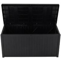 430L Outdoor Garden Storage Box Plastic Chest Trunk Cushions Tools Container Black