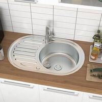 Stainless Steel Kitchen Sink Single Bowl Modern Catering Topmount Round