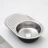 Stainless Steel Kitchen Sink Single Bowl Modern Catering Topmount Round