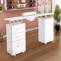 Livingandhome Manicure Nail Table Salon Nail Art Desk Unit with Cupboard Drawers