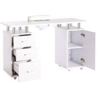 Livingandhome Manicure Nail Table Salon Nail Art Desk Unit with Cupboard Drawers