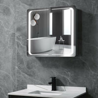 Double Door LED Illuminated Bathroom Mirror Cabinet 650(W)*600(H)*135(D)mm