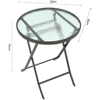 Livingandhome Outdoor Patio Metal Foldable Dining Table or Chairs Dining Set, Only Brown Table