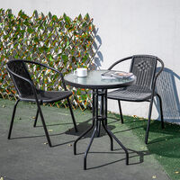 Outdoor Patio Metal Coffee Dining Table or Chairs Dining Set, Black Table + 2 Chairs
