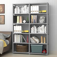 8 Cubes DIY Bookcase Shelving Unit Display Storage Shelf Kid Toy Storage Grey