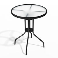 Livingandhome 4 Seater Round Garden Outdoor Glass Coffee Table,60x72cm