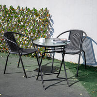 Outdoor Patio Metal Foldable Dining Table or Chairs Dining Set, Black Table + 2 Chairs