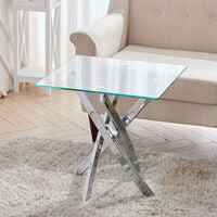 Square Glass Top Table End Coffee Bistro Bar Table