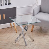 Square Glass Top Table End Coffee Bistro Bar Table