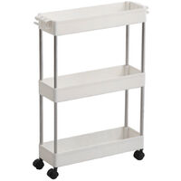Narrow Slim Storage Cart Shelving Unit Organizer Slide Out Tower Rack Bathroom - 3 Tier