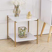 2 Tier Coffee Side Table Marble Effect Tea Table