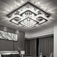 Livingandhome 50CM Square LED Crystal Chandelier Pendant Ceiling Light, Cool White
